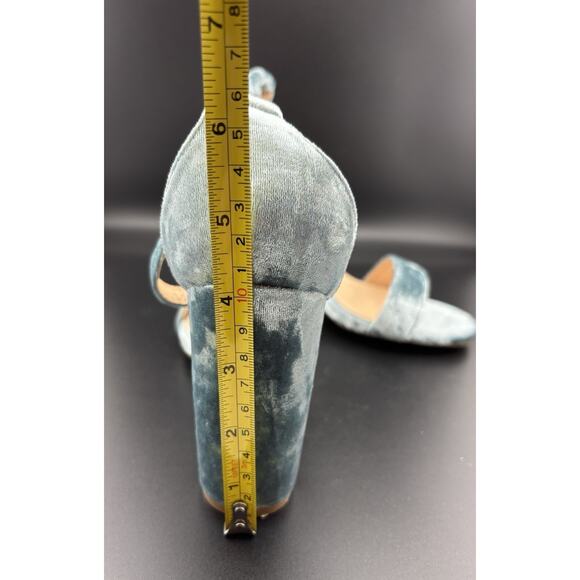 Lov Mark Velvet Block Heel Sandals | Teal Blue | Women’s 8 | NIB - Picture 6 of 7